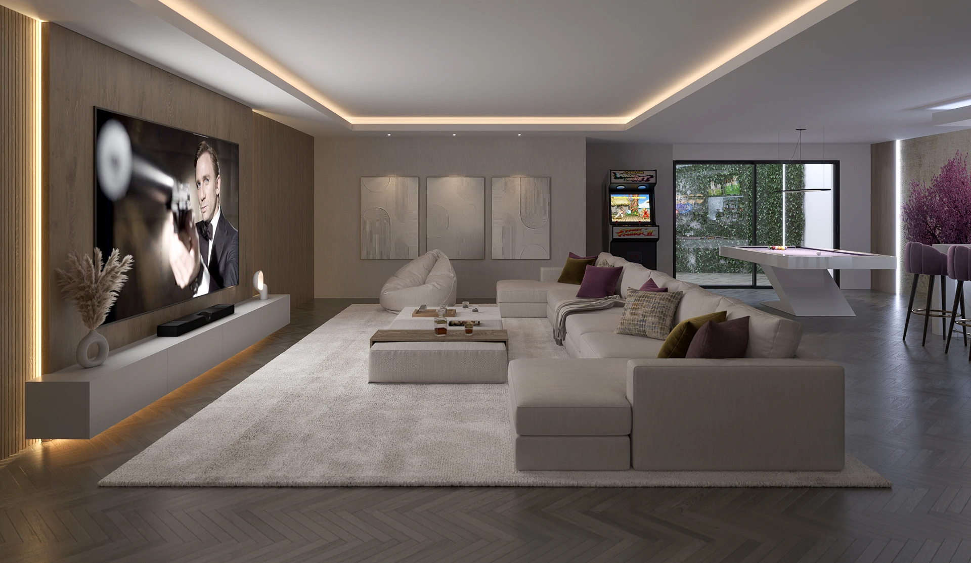 Wizualizacja kina i rozrywki 21, portfolio Marbella Studio