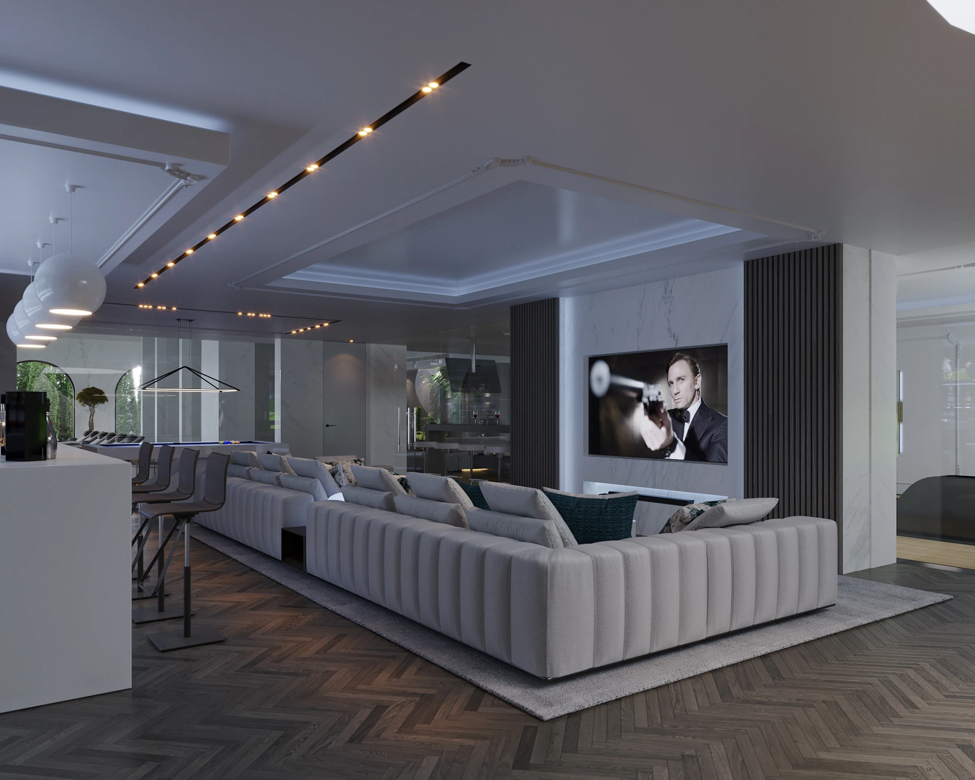Wizualizacja kina i rozrywki 24, portfolio Marbella Studio