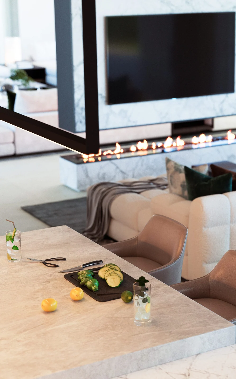 Interior y visualización arquitectónica del portfolio de Marbella Studio